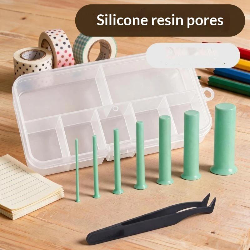 Silicone Epoxy Resin Molds Set - Set Pembuat Lubang Resin 7 Ukuran,