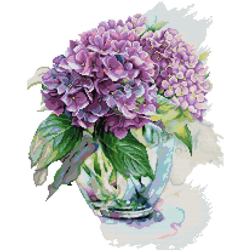 Cotton Embroidery Thread Skeins - Kit Jahit Silang Bunga Hydrangea Aida