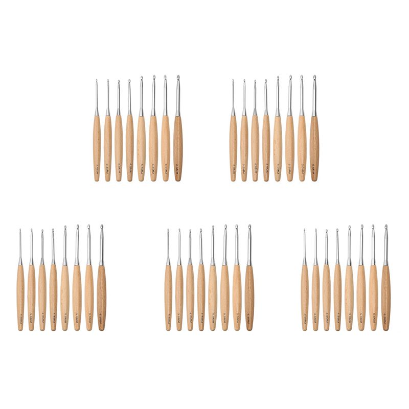 Wooden Crochet Hooks Ergonomic Handle - M12K-40 buah Jarum Rajut Kayu 3,0Mm-6,5Mm,