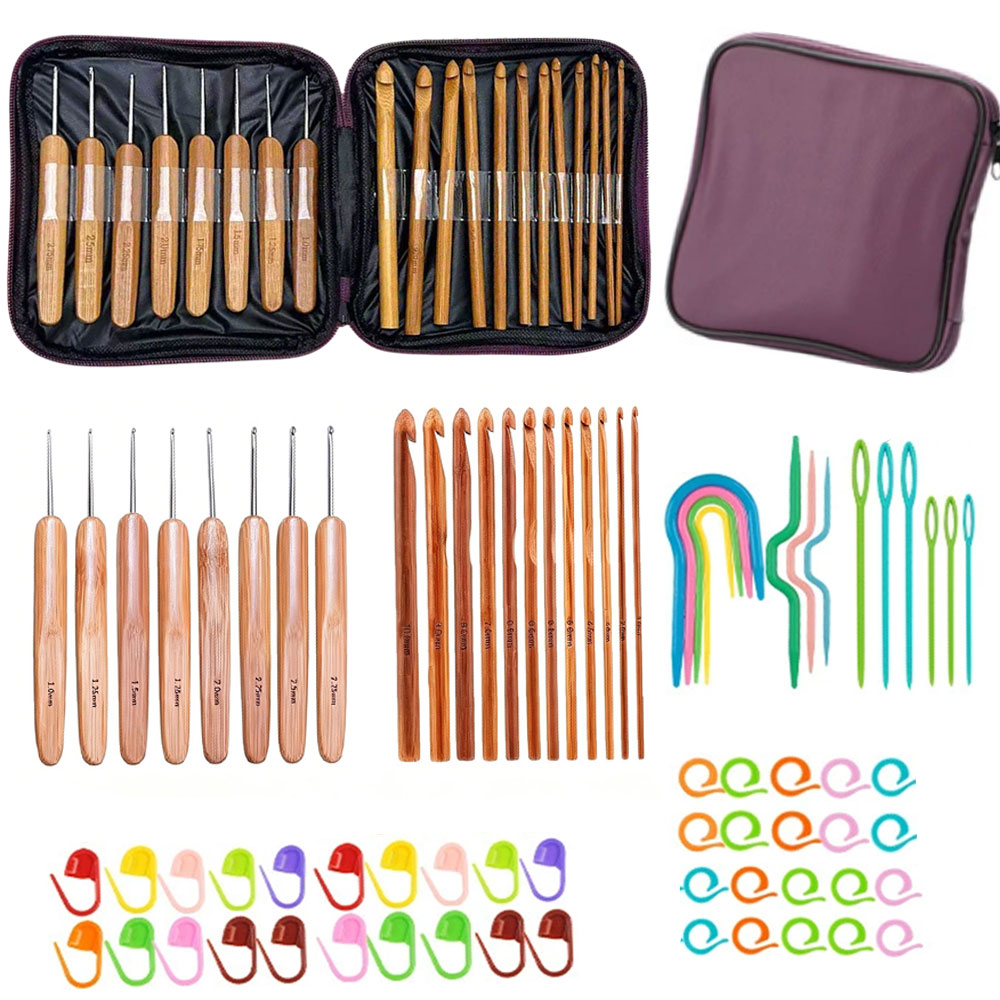 74pcs Set Jarum Rajut Bambu Al - Craft Tools ulasan dan harga