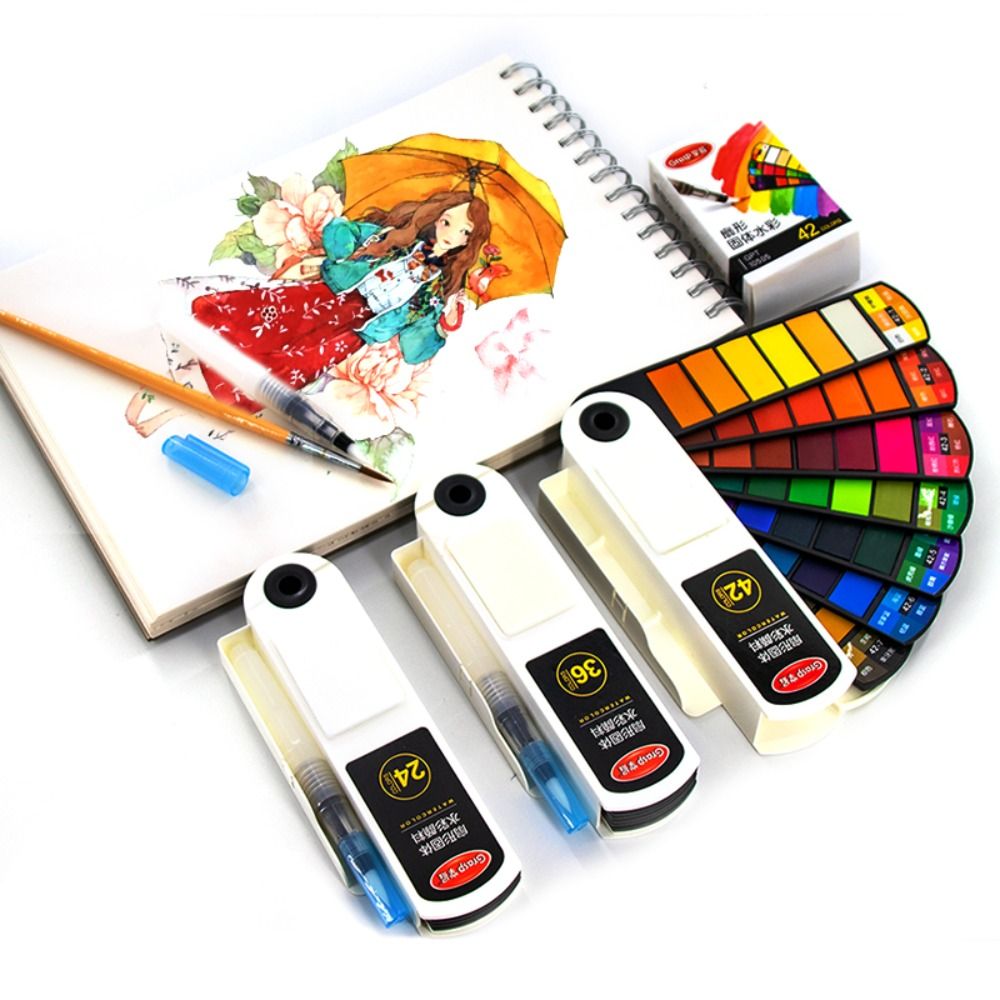 Set Cat Air Lipat 18/24/36/42  - Watercolor Paint Set Solid Pigment ulasan dan harga