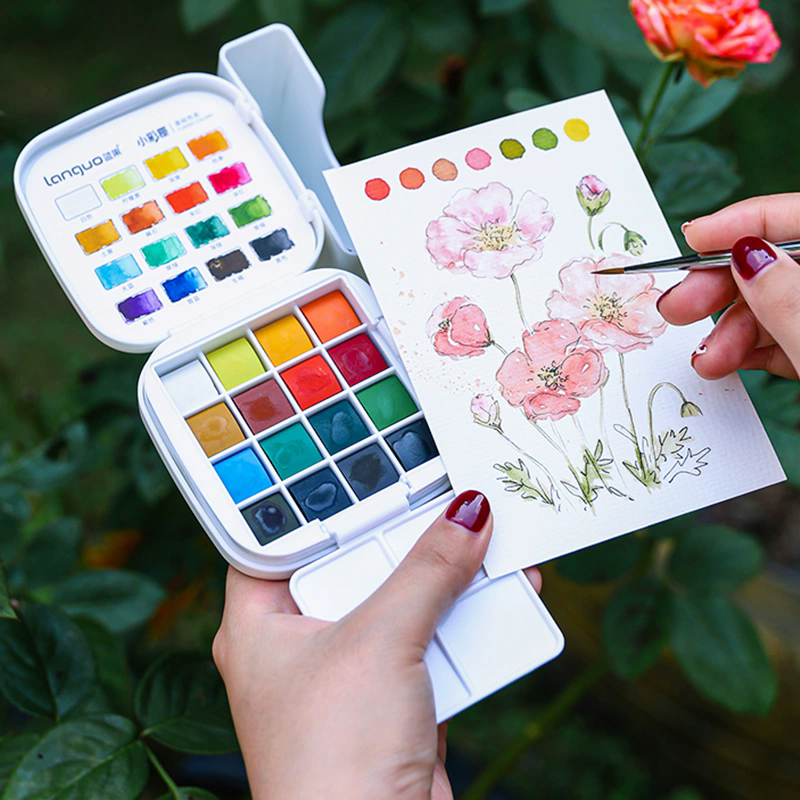 LANGUO Set Cat Air 16 Warna Ko - Watercolor Paint Set Solid Pigment ulasan dan harga