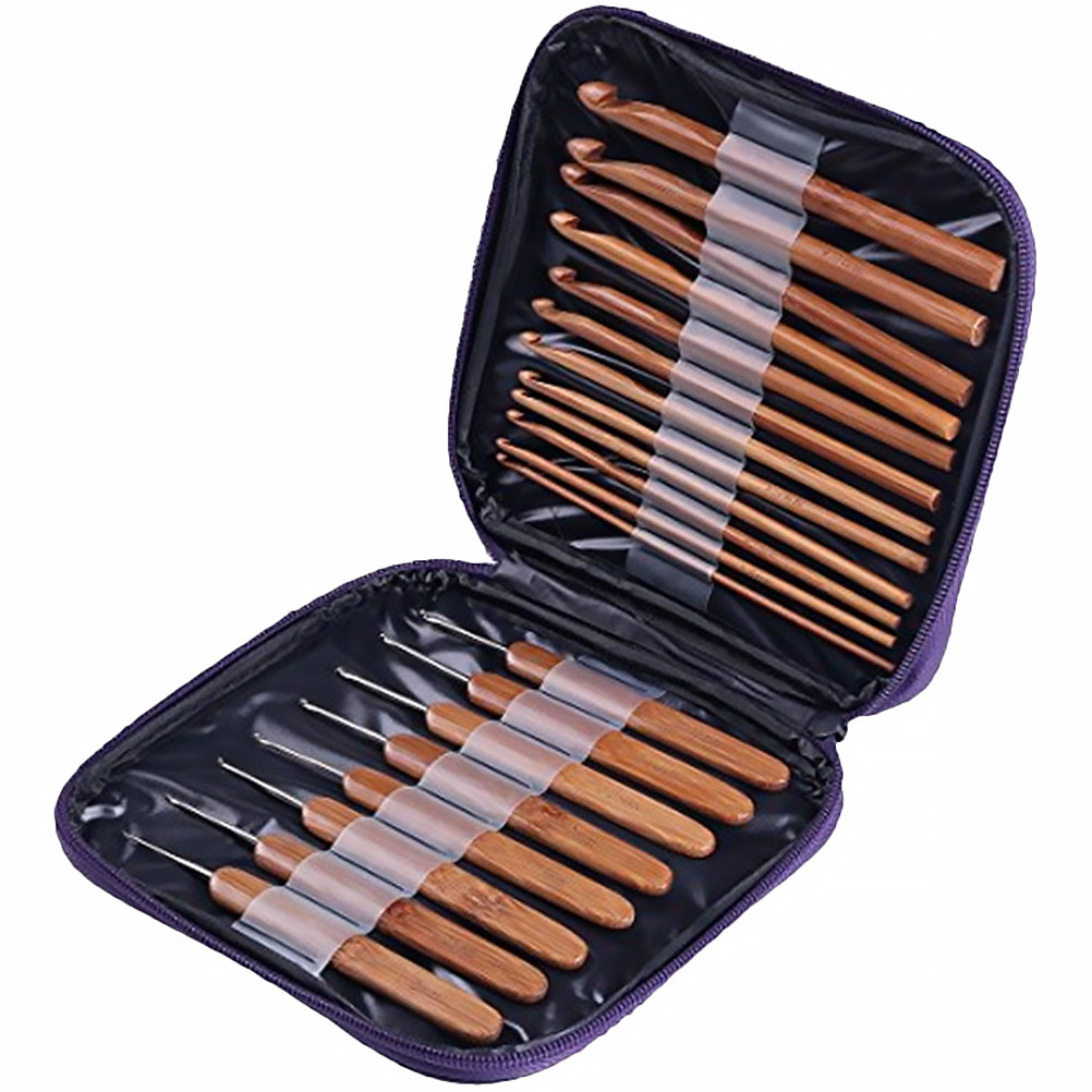 1 Set Alat Merajut dari Bambu  - Wooden Crochet Hooks Ergonomic Handle ulasan dan harga