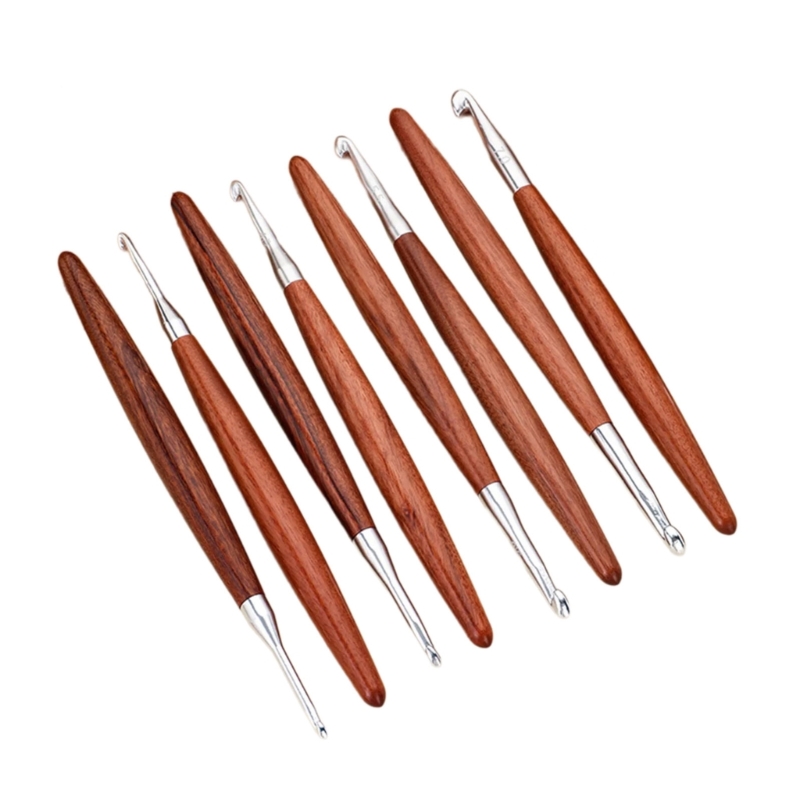 F68E 8 Buah Rajut Gagang Kayu  - Wooden Crochet Hooks Ergonomic Handle ulasan dan harga