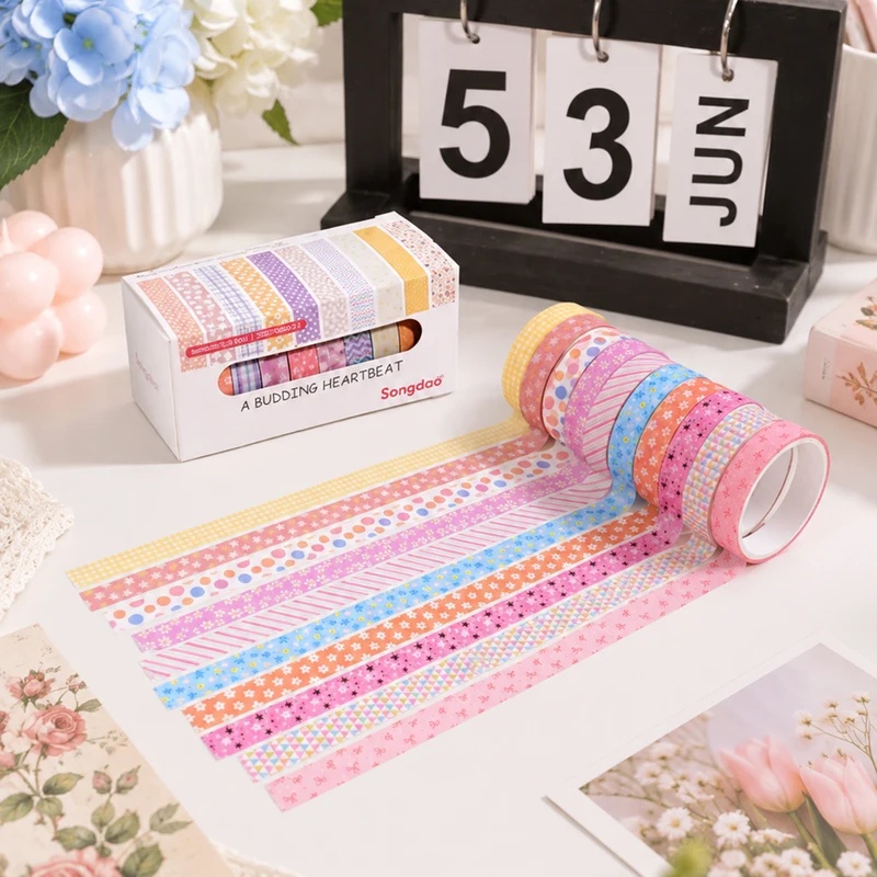 10 Gulung Pita Washi Motif Bun - Scrapbooking ulasan dan harga