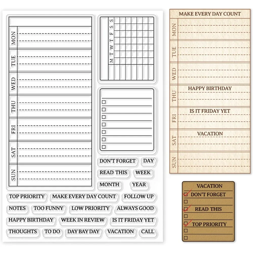 Rencana mingguan kalender stem - Clear Silicone Stamps For Card Making ulasan dan harga