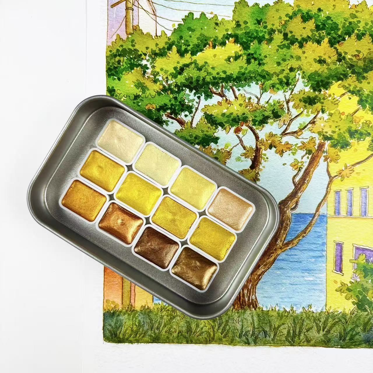 Satu Set Lengkap Pigmen Cat Ai - Watercolor Paint Set Solid Pigment ulasan dan harga